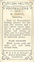 1933 Wills's Victorian Footballers (Small) #25 Howard Okey Back